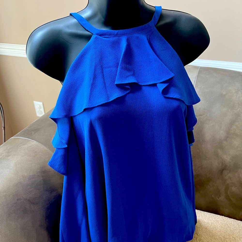 Michael Kors Cold Shoulder Top Blue Size S $25 or BEST OFFER